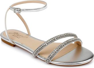 Badgley Mischka Roslyn Ankle Strap Sandal in Silver Met at Nordstrom Rack, Size 5.5