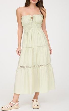 Blu Pepper Strapless Midi Dress in Sage at Nordstrom Rack, Size Medium