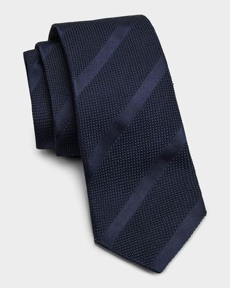 Canali Men & apos;s Striped Silk Tie