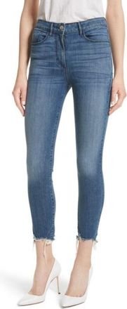 3x1 3 X 1 Womens W3 Remo Crop Skinny Jeans Fringed Edges