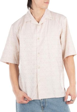 Moschino Signature Logo Jacquard Cotton Shirt, Brand Size 39 (Neck Size 15.5)