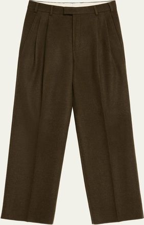 Loro Piana Mens Hubert Wool and Cashmere Pleated Pants