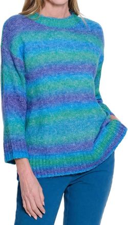 Multiples Ombre Striped Sweater In Turquoise