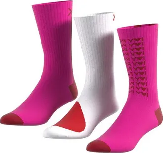 adidas Contrasting Colors Logo Jacquard Socks Couple Style 3 Pairs Pink / White / Red Brown HI3856