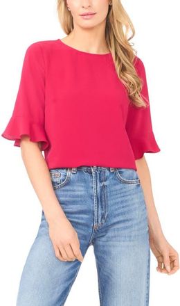 CeCe by Cynthia Steffe Ruffle Cuff Blouse in Rose Cerise at Nordstrom, Size Medium