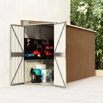 vidaXL Cobertizo Jard&iacute;n Pared Acero Galvanizado Marr&oacute;n 118x288x178 Cm Vidaxl