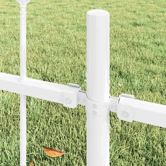 Berkfield Home White Garden Fence Set of 3 Cool White Powder-Coated Steel