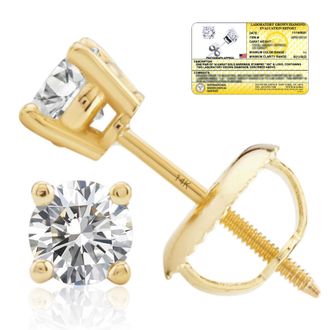 MAX + STONE 14k Yellow/White Gold 1/4-2 Carat IGI Certified Lab Grown Diamond Stud Earrings