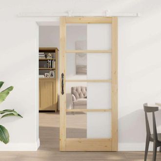 vidaXL Puerta Deslizante Orkdal Marr&oacute;n 86 X 198.5 Cm Madera Y Metal Vidaxl