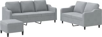 vidaXL Vidaxl - Juego De Sof&aacute;s Con Cojines 3 Piezas Tela Gris Claro