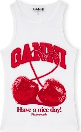 Ganni Sleeveless Tops - Dames - Tops zonder mouwen - Wit - S - Katoen - Tops