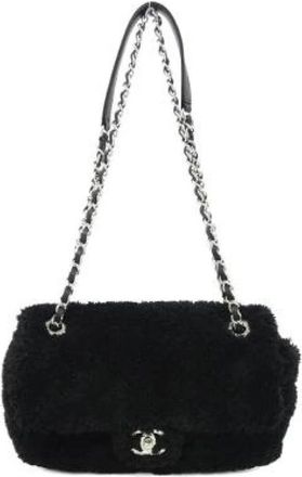 Chanel Pre-owned Mixed Fiber Lambskin Calfskin Shoulder Bag - Dames - Vintage Schoudertas - Zwart - ONE Size - Leer - Vintage