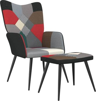 vidaXL Silla De Relax Con Taburete Tela Patchwork Vidaxl