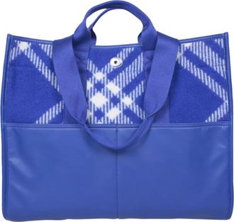 Burberry Wool Jacquard Bag - Heren - Shoppers - Blauw - ONE Size - Wol - Tassen