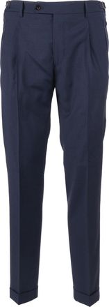 Berwich Deep Blue Virgin Wool Straight-Leg Pants