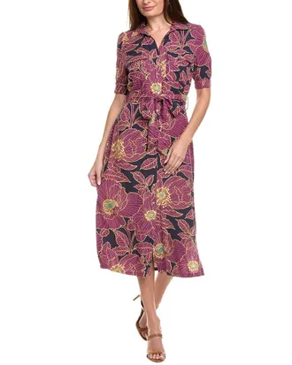 Nicole Miller Jade Linen-Blend Midi Dress