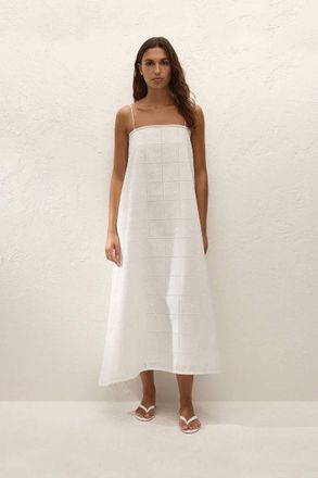 Faithfull The Brand Mora Midi Dress In Handkerchief Broderie White