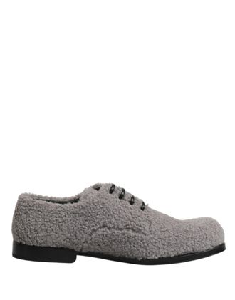 Dolce & Gabbana Gray Fleece Lace Up Men Derby Dress Mens Shoes