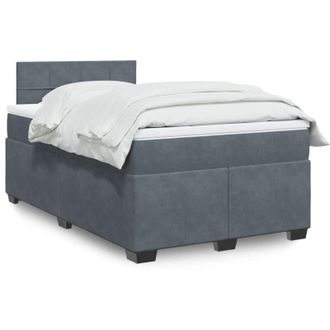 vidaXL Cama Box Spring Con Colch&oacute;n Terciopelo Gris Oscuro 120x190 Cm Vidaxl