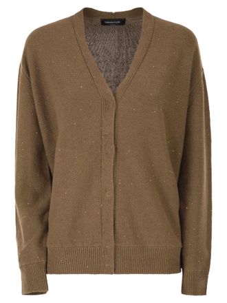 Fabiana Filippi Reversible Cotton And Linen Cardigan With Sequins And Tulle