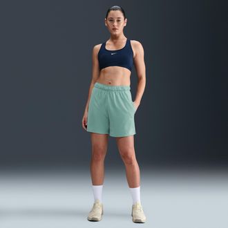 Nike Womens Attack Dri-FIT Fitness Mid-Rise 5 Unlined Shorts in Green | DX6024-017
