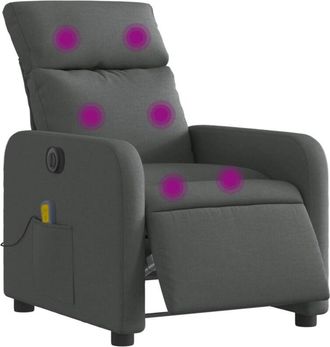 vidaXL Sill&oacute;n Reclinable De Masaje El&eacute;ctrico Tela Gris Oscuro Vidaxl