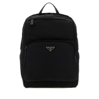 Prada Black Re-Nylon And Leather Backpack