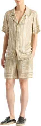 Balmain Printed Foulard pyjama shorts in Beige at Nordstrom, Size Large