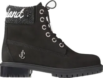 Jimmy Choo London X Timberland 6-Inch Crystal Cuff Boots, Size 5.5