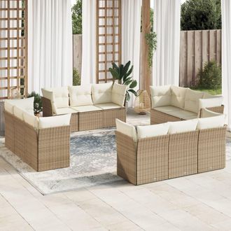 vidaXL Set De Sof&aacute;s De Jard&iacute;n 12 Pzas Y Cojines Rat&aacute;n Sint&eacute;tico Marr&oacute;n Vidaxl