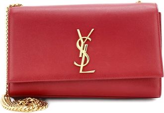 Saint Laurent Classic Monogram Grainy leren medium crossbodytas - Rood