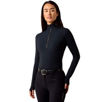 Ariat Womens SolVeil 1/2 Zip Baselayer Top Long Sleeve in Black, Size 2X-Small, by Ariat