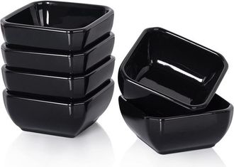 OEM Cuencos Para Salsa - Cer&aacute;mica Blanca - Capacidad 50 Ml - Cuadrados - Aptos Para Microondas - Set De 4 Unidades