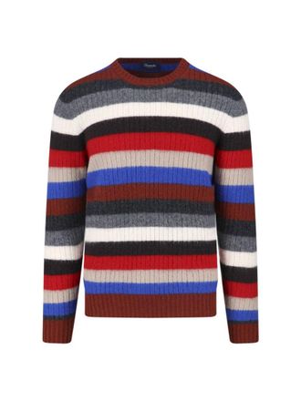 Drumohr Textured Multicolour Knit Sweater With Ribbed Cuffs And Hem