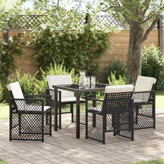 vidaXL Conjunto De Comedor De Jard&iacute;n 5 Pcs Negro Rat&aacute;n Sint&eacute;tico Vidaxl