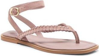 Free People Waverly Whipstitch Ankle Strap Sandal in Pearl Blush Suede Co at Nordstrom, Size 6.5