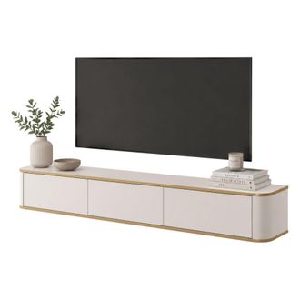 Dmora Mueble Para Tv Kahate, 3 Cajones, Un Estante, 3 Compartimentos, 200x34x28h Cm Beige Cashmere