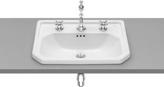 Roca Roca - Lavabo De Porcelana De Encimera Con 3 Orificios Carmen