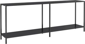 vidaXL Mesa Consola Vidrio Templado Negro 200x35x75,5 Cm Vidaxl