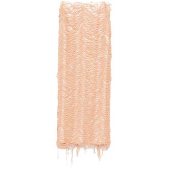 Séfr Maxi Skirts, female, Orange, Size: S Light Orange Fringe Detail Skirt