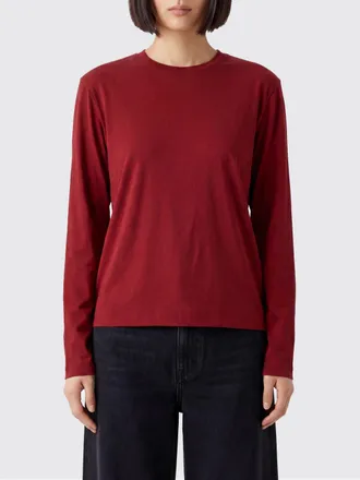 Toteme T-shirt a maniche lunghe in misto lyocell e cotone con girocollo