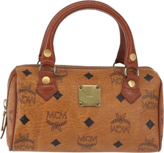 MCM Visetos Handbag Canvas And Leather Brown Canvas Bag (Pre-Owned)