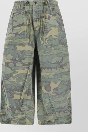 Needles wide leg camouflage shorts multiple pockets