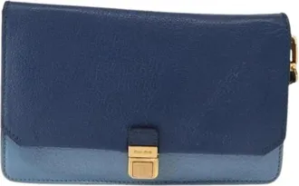 Miu Miu Pre-owned Cross Body Bags, female, Blue, Size: ONE SIZE Pre-owned Leather Shoulder Bag