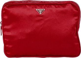 Prada Pre-owned Bags, female, Red, Size: ONE SIZE Pre-owned Zip around toiletry bag