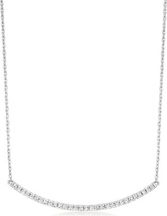 RS Pure by Ross-Simons Diamond Curved Bar Necklace in Sterling Silver