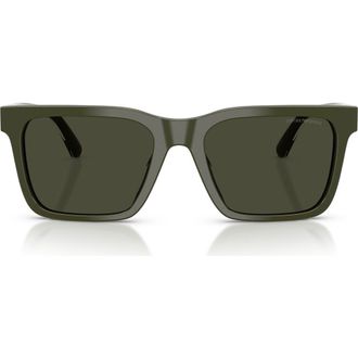 Emporio Armani 57mm Square Sunglasses in Shiny Green /Green at Nordstrom