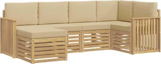 vidaXL Set Di Divani Da Esterno 6 Pz Bianco E Beige Poliestere Vidaxl