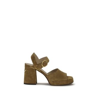 Valentino Garavani Beige Calf Leather Bos Taurus Platform Womens Sandals