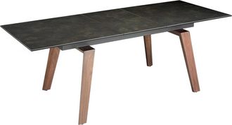 Angel Cerd&aacute; Mesa comedor extensible rectangular m&aacute;rmol porcel&aacute;nico y nogal